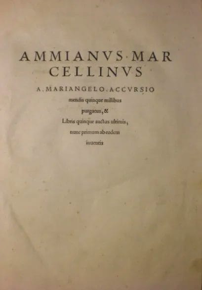 Title page of a 1533 printed edition of Ammianus Marcellinus' Roman History.