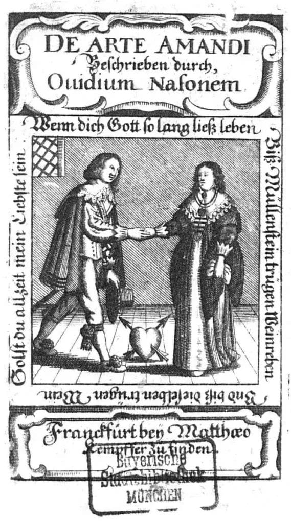 Decorative title page of a 1644 edition of Ovid’s Ars Amatoria.