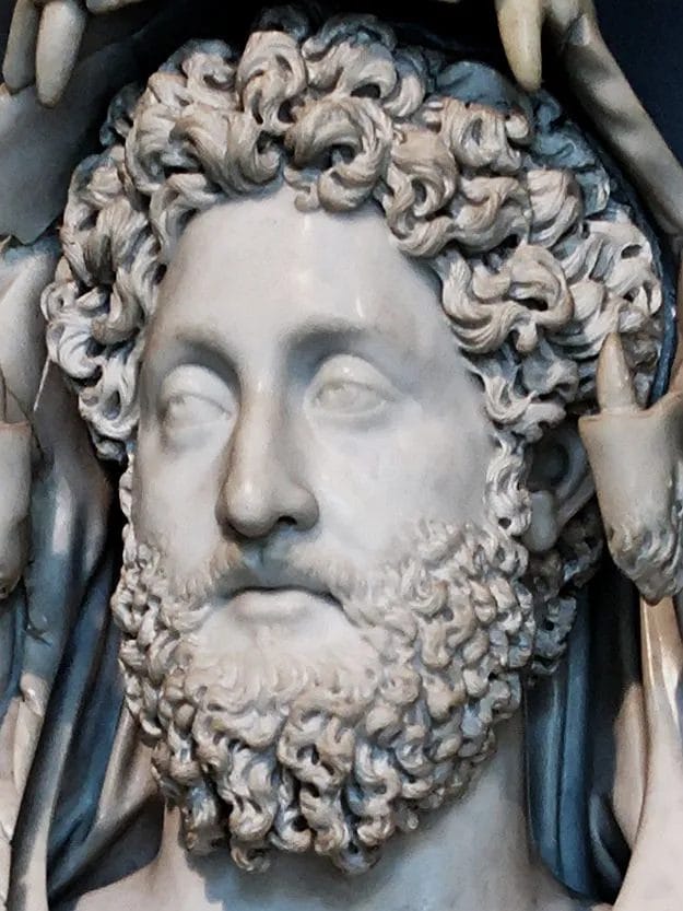 Cropped view of Commodus’s Hercules bust emphasizing club and lion skin.