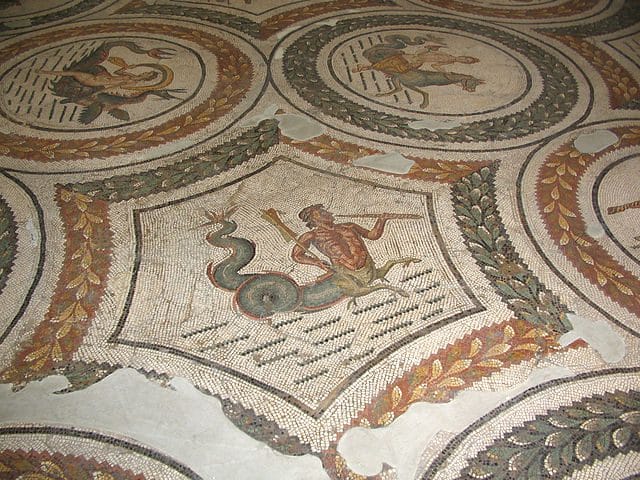 Roman mosaic showing fish-tailed centaurs (ichthyocentaurs).