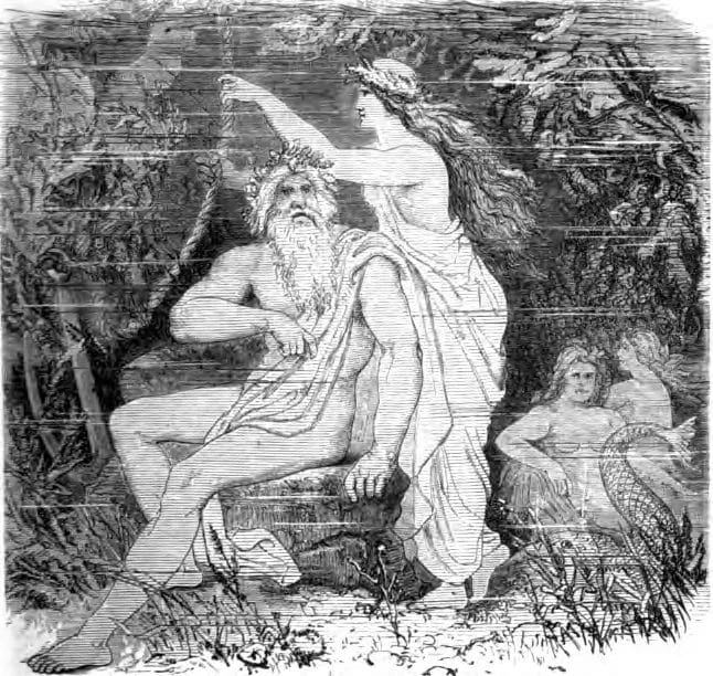 Aegir and Ran seated beneath the waves