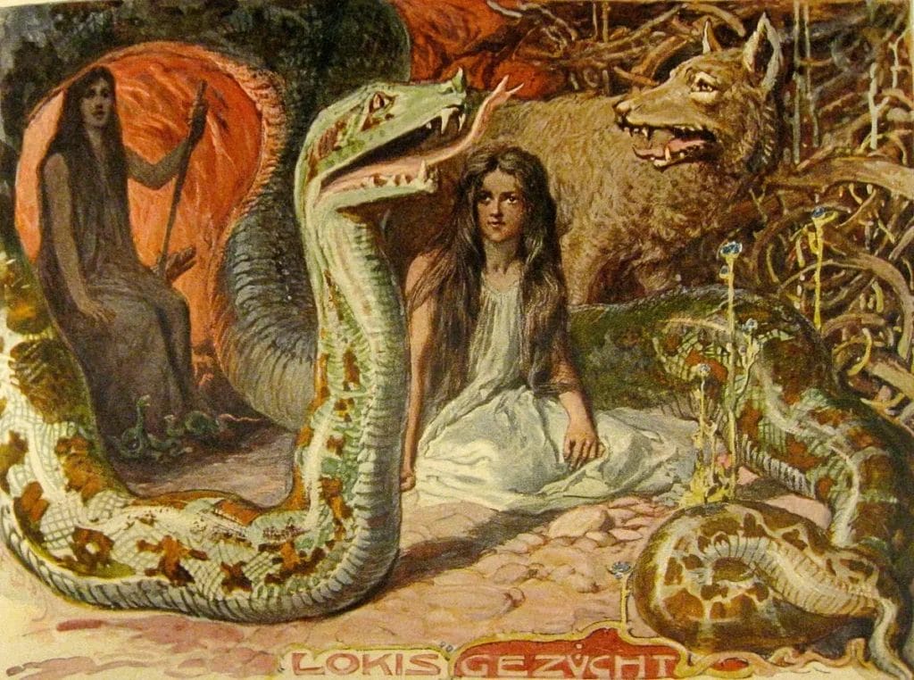 Angrboda with Loki’s monstrous children