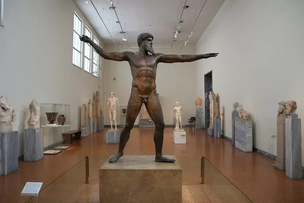 Artemision Bronze of Zeus or Poseidon in stride