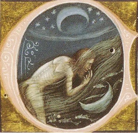Illustration from a Vatican manuscript of Apuleius's Metamorphoses, evoking Lucius's restoration to human form after Isis's festival.