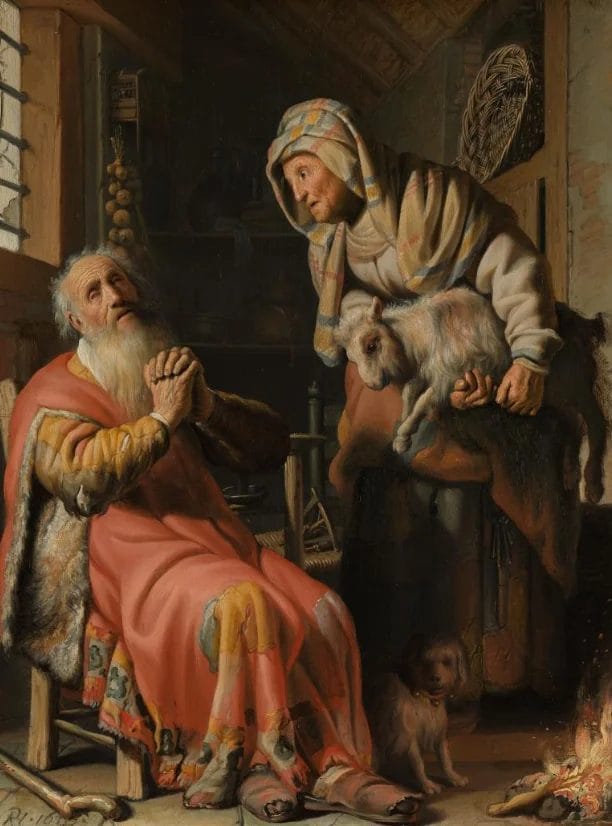 ancient disability and blindness Rembrandt Tobit household poverty goat