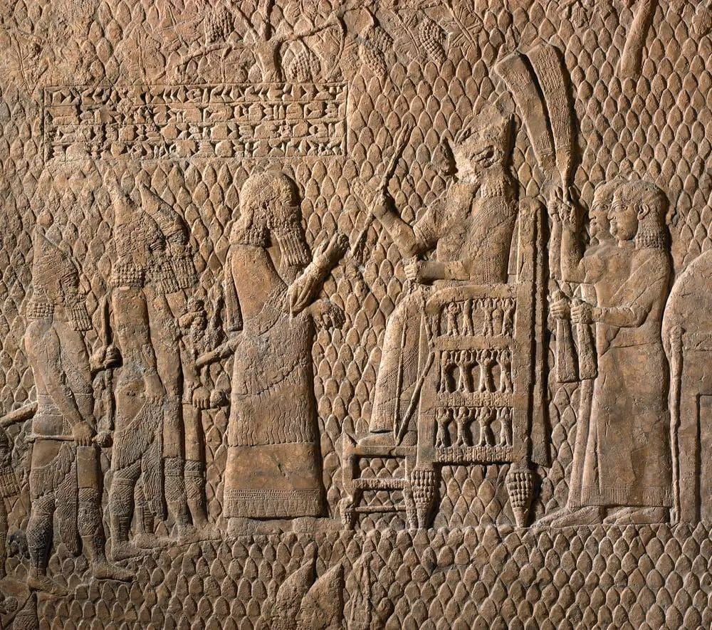 Assyrian siege of Lachish relief prisoners war booty procession British Museum