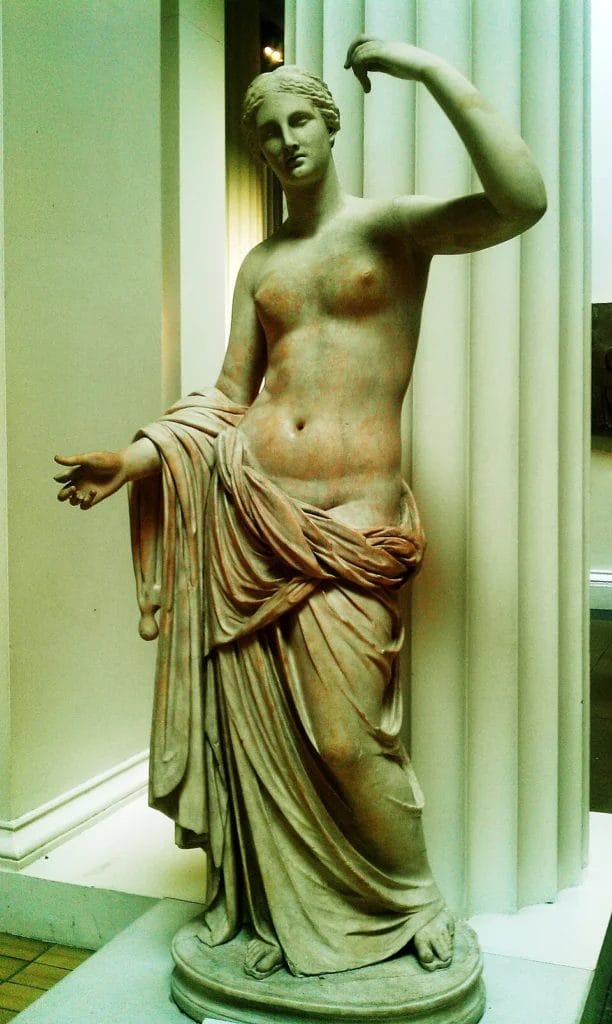 Full-length view of the Townley Venus in the British Museum with restored arms.