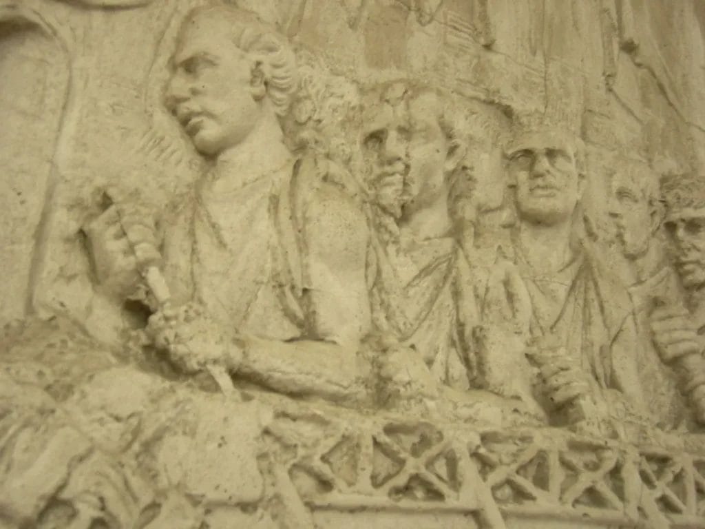 Relief of Roman troops crossing a river