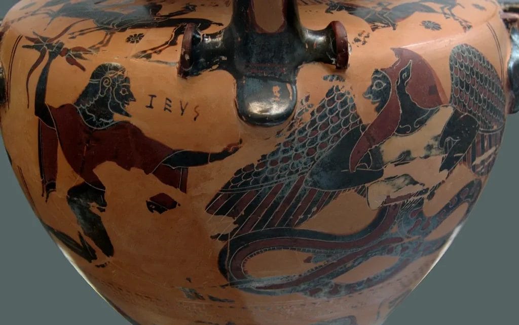 Zeus vs Typhon vase painting