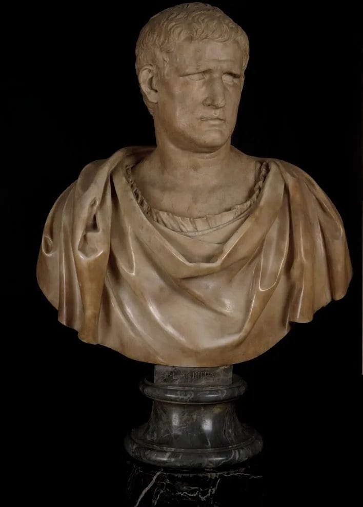 Marcus Agrippa marble portrait sculpture Roman general naval commander Actium