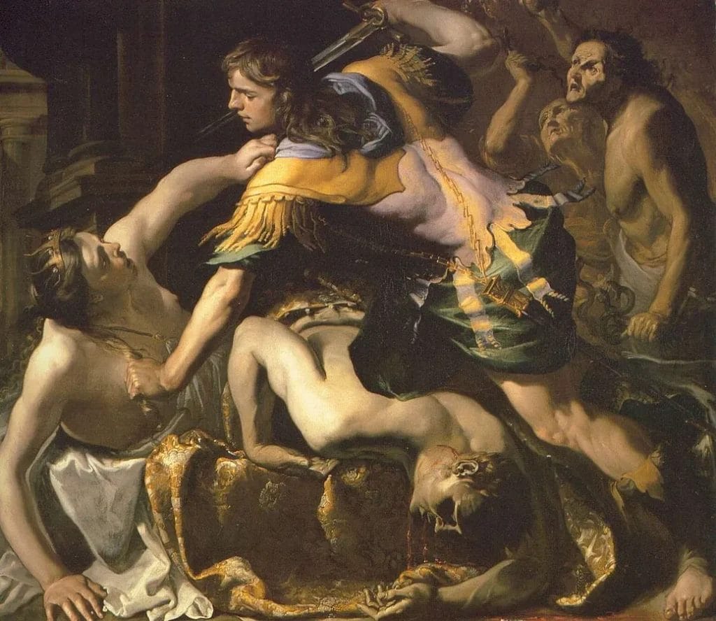 Orestes Delphi temple Apollo sanctuary Greek mythology painting