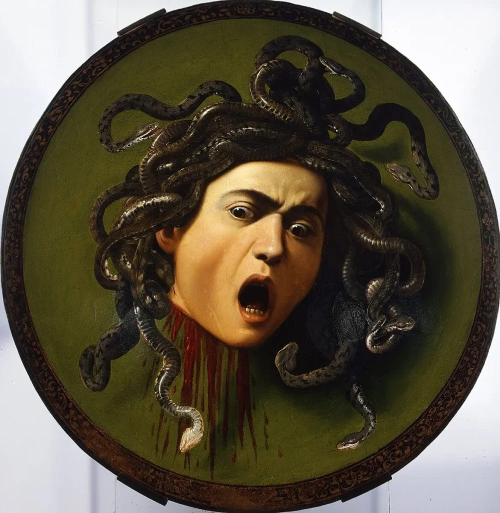 Caravaggio painting of Medusa’s severed head on a shield
