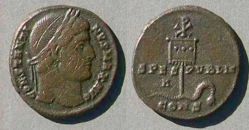Constantine's vision Chi-Rho symbol coins