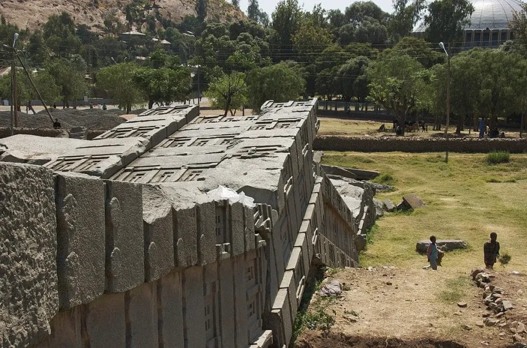Aksumite stelae field with fallen great stele