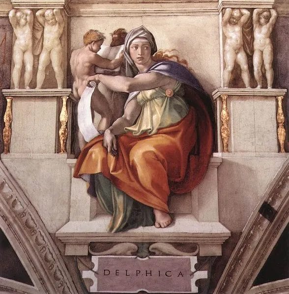 Delphic Sibyl prophet fresco Sistine Chapel Michelangelo Renaissance