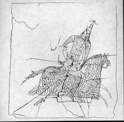 graffito with Parthian cataphracts on horseback