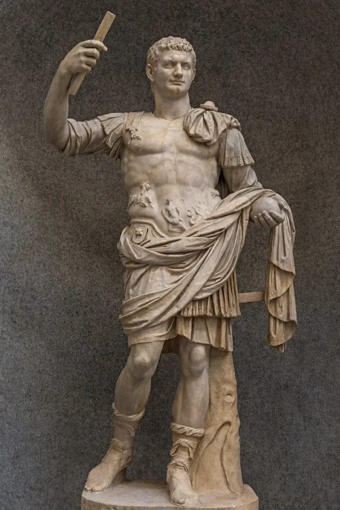 Emperor Domitian marble bust showing stern expression