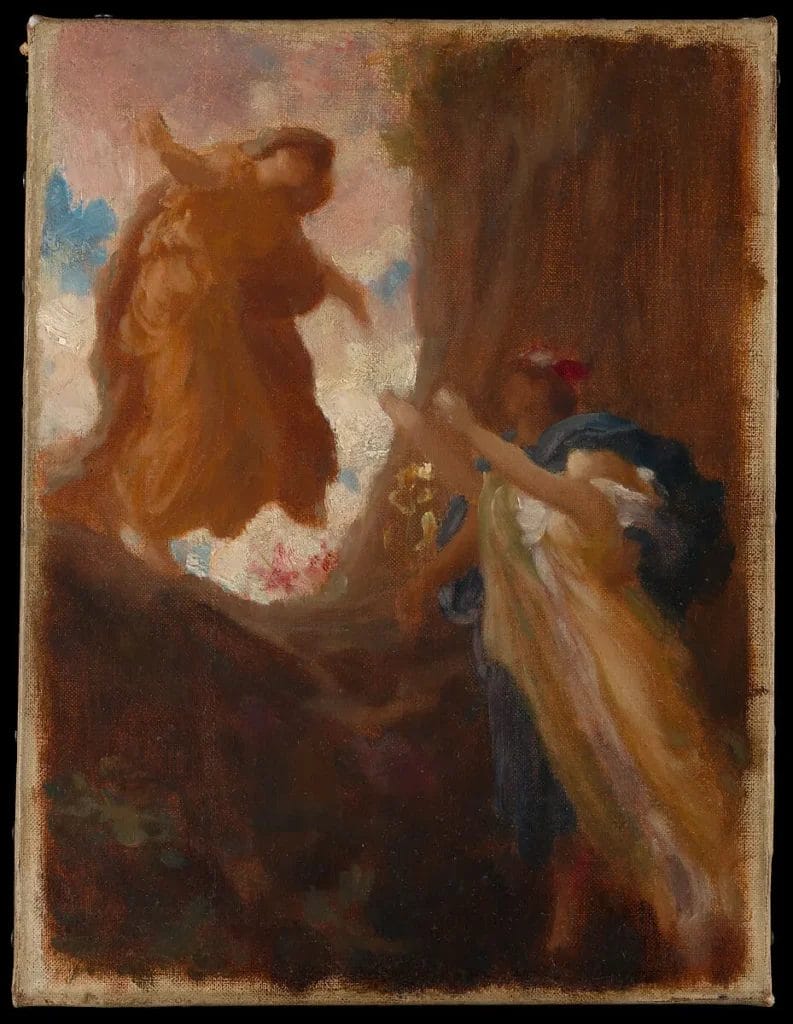 Victorian painting depicting Persephone's return from the underworld, central to mystery cults initiation rituals at Eleusis