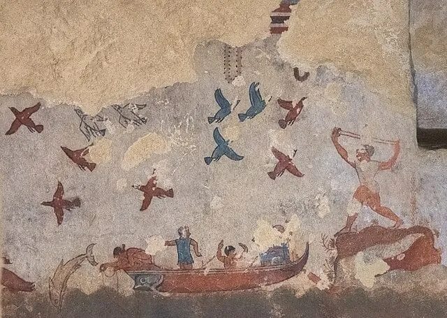hunting fishing tomb marine etruscan painting