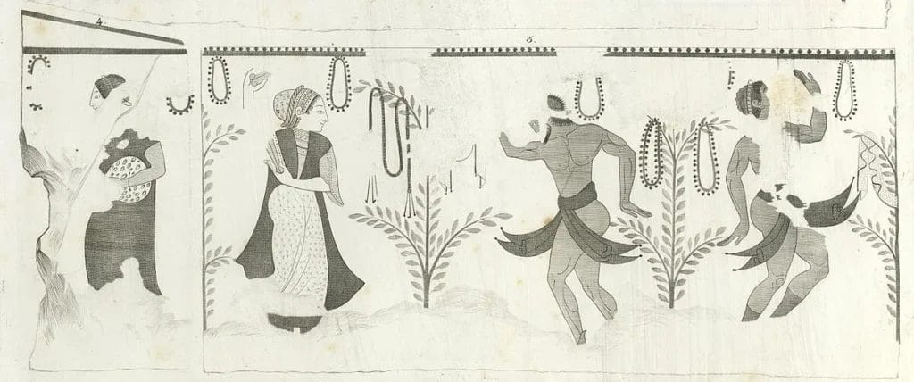painted vases tomb ceiling floral decoration