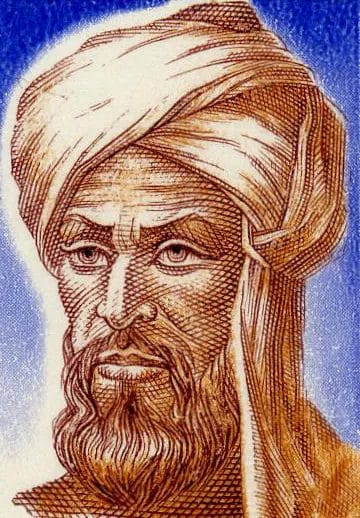 Al-Khwarizmi portrait showing Arab mathematician who transmitted Indian zero concept westward.