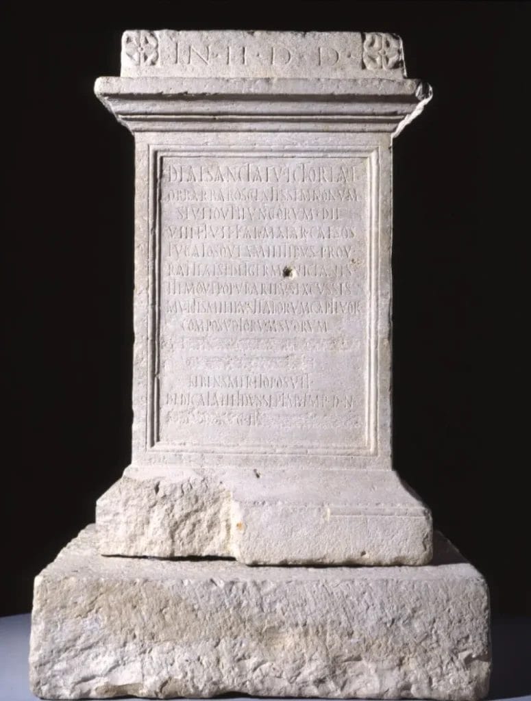 When did the Western Roman Empire fall – Augsburg Victory Altar with Latin inscription celebrating a 260 CE victory over Germanic raiders near Augusta Vindelicorum