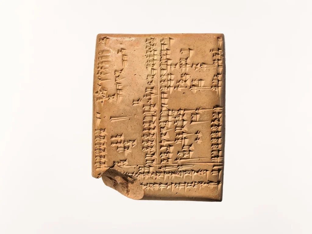 Babylonian cuneiform tablet showing zero placeholder in ancient mathematical notation