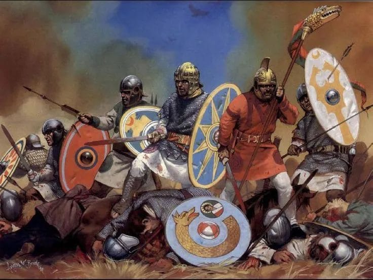 Hadrianopolis ancient battle showing Gothic cavalry defeating Roman legionaries in bloodiest late empire defeats.