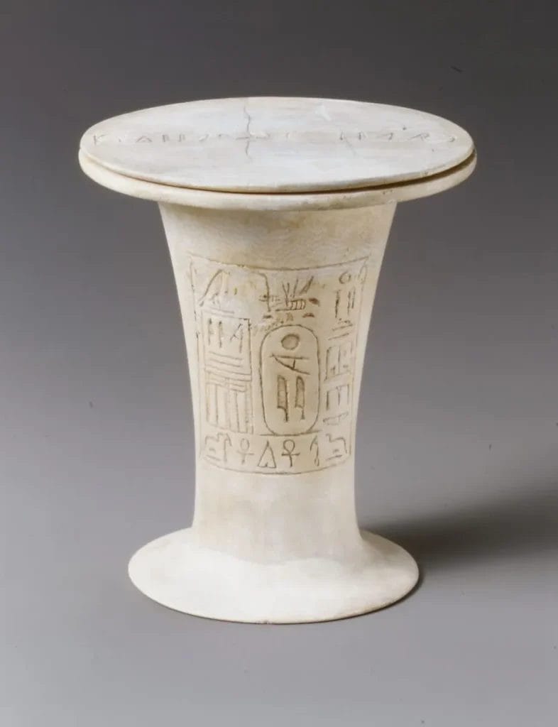 Egyptian alabaster ointment jar castor oil perfume