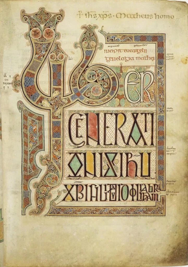 Lindisfarne Gospels Matthew incipit page