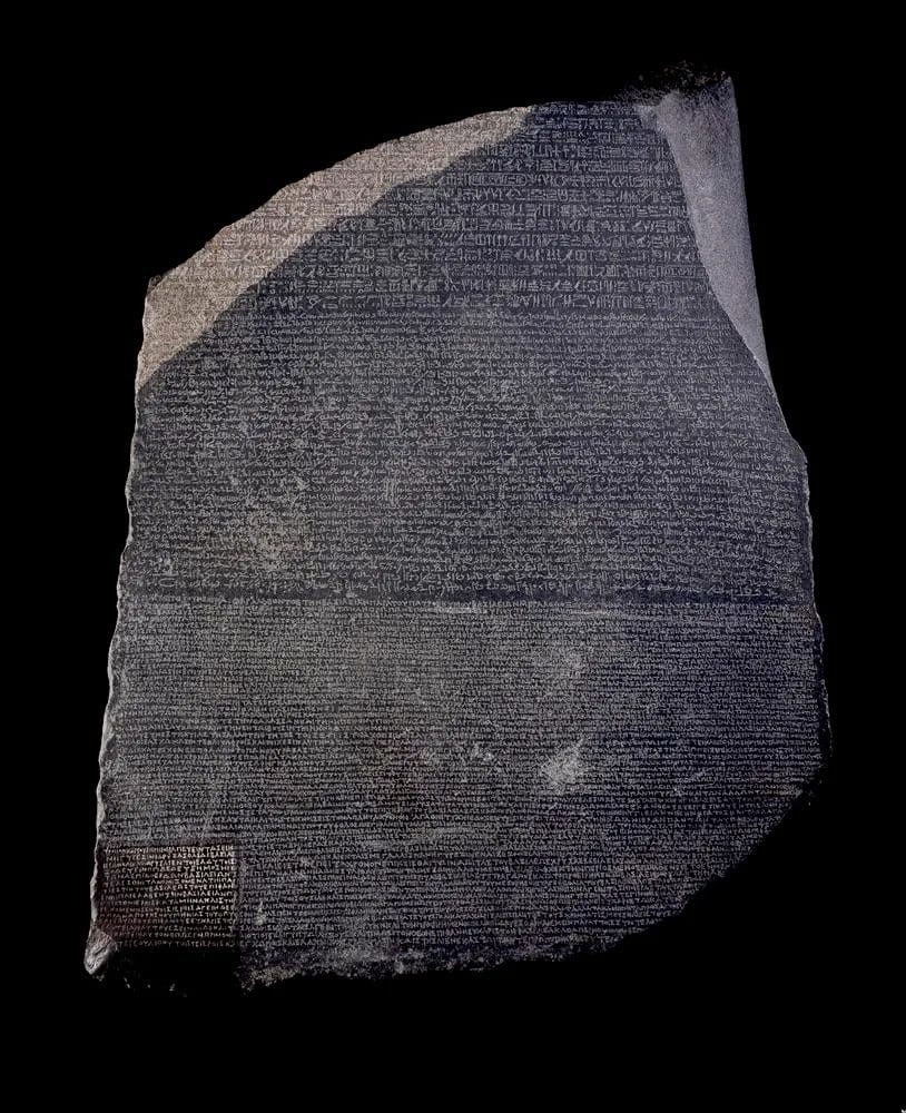 Rosetta Stone with hieroglyphic demotic and Greek inscription