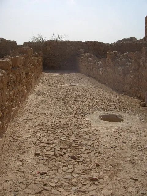 Stone-walled storeroom with niches at Masada fortress