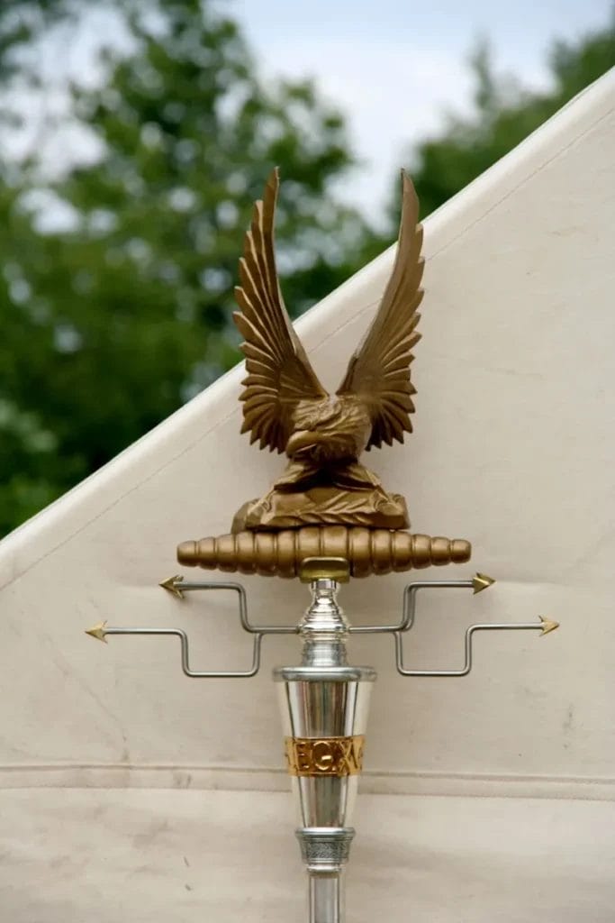Roman military eagle standard mounted on decorated pole