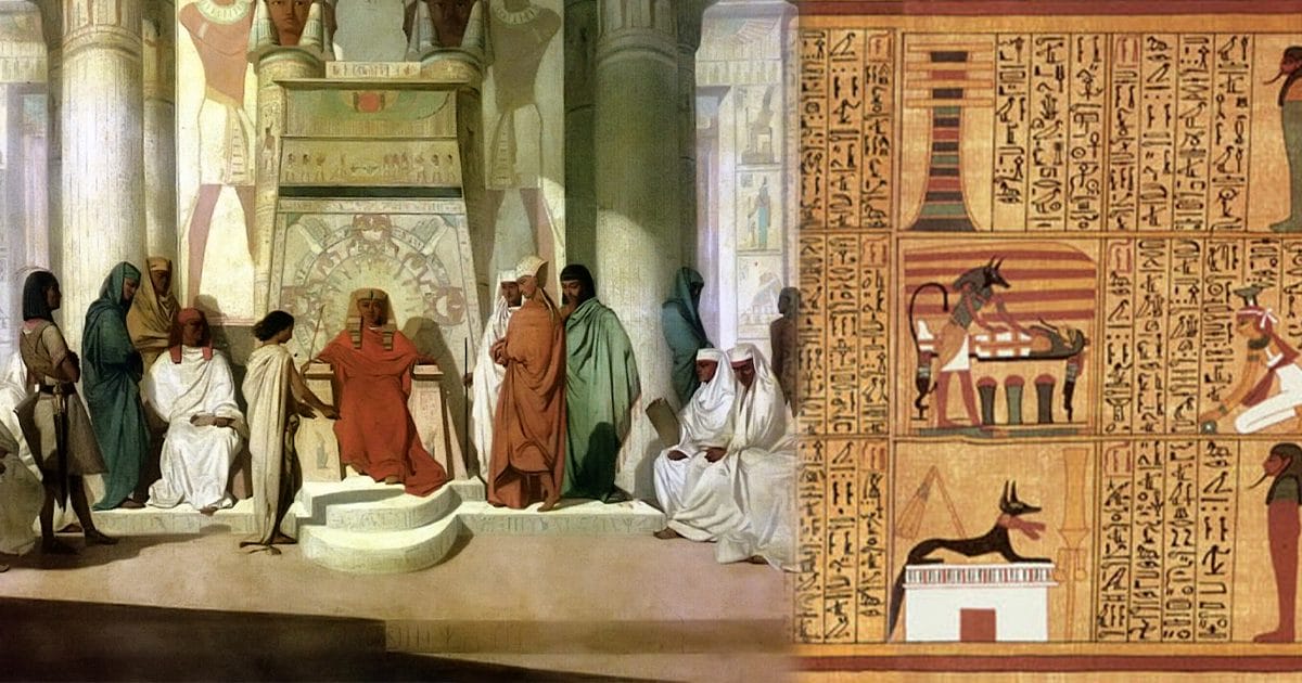Hieratic columns of the Egyptian Dream Book on papyrus, preserved from Deir el-Medina in Ramesside Egypt
