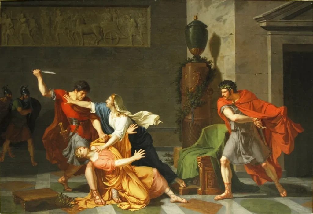 Geta dies in his mother's arms after being attacked on the orders of his brother Caracalla